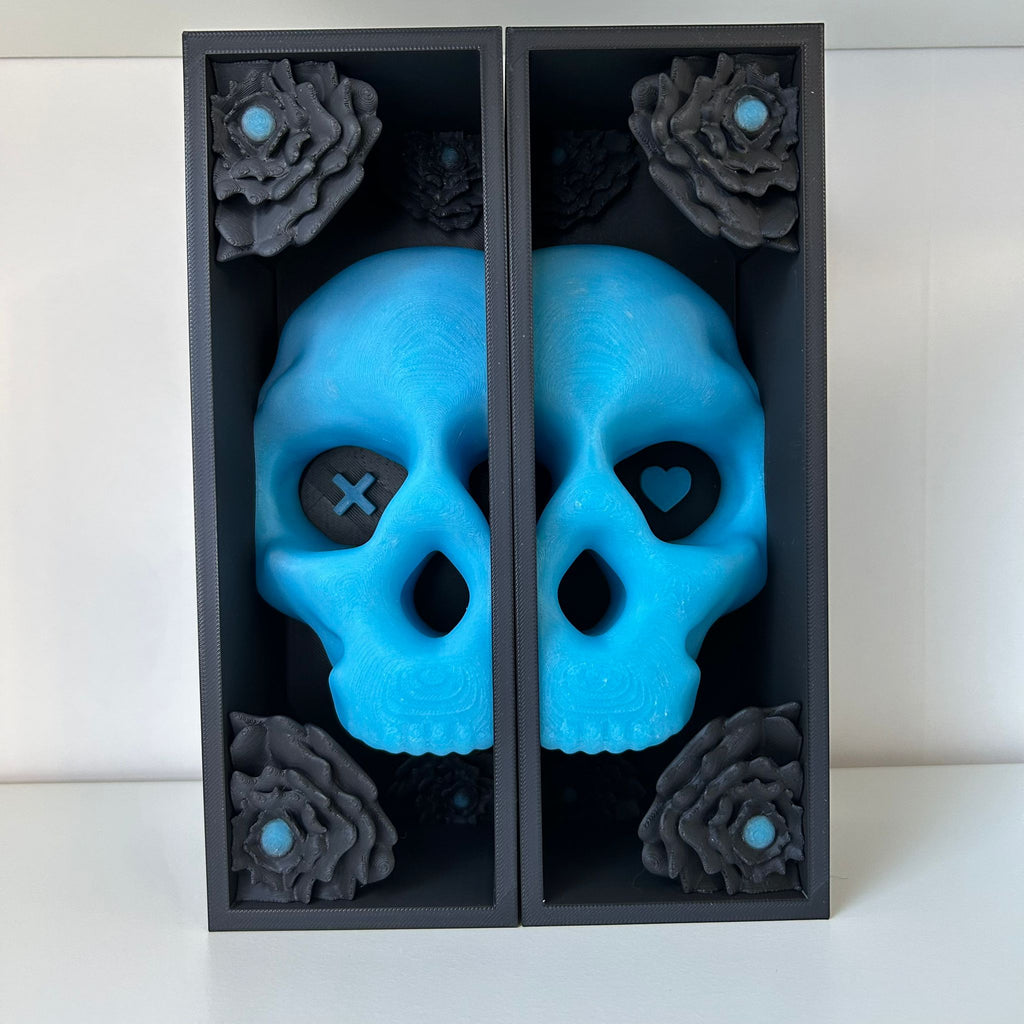 Skull & Flower Book Nook | Dark Romance Book Nook | Gothic Bookshelf Decor | 3D Printed Book Nook