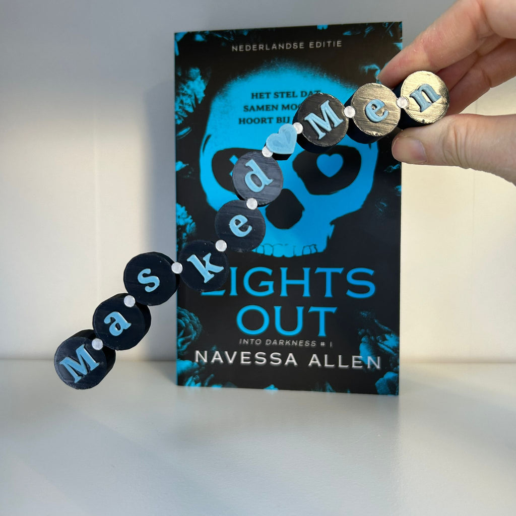 Masked Men - Friendship bracelet sign for dark romance bookshelf decor