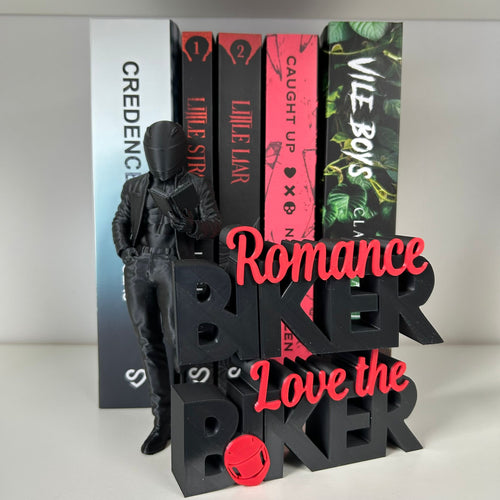 Biker Reader Bookshelf Decor – Dark Romance Biker Bookish Decor – Biker Romance Word Art