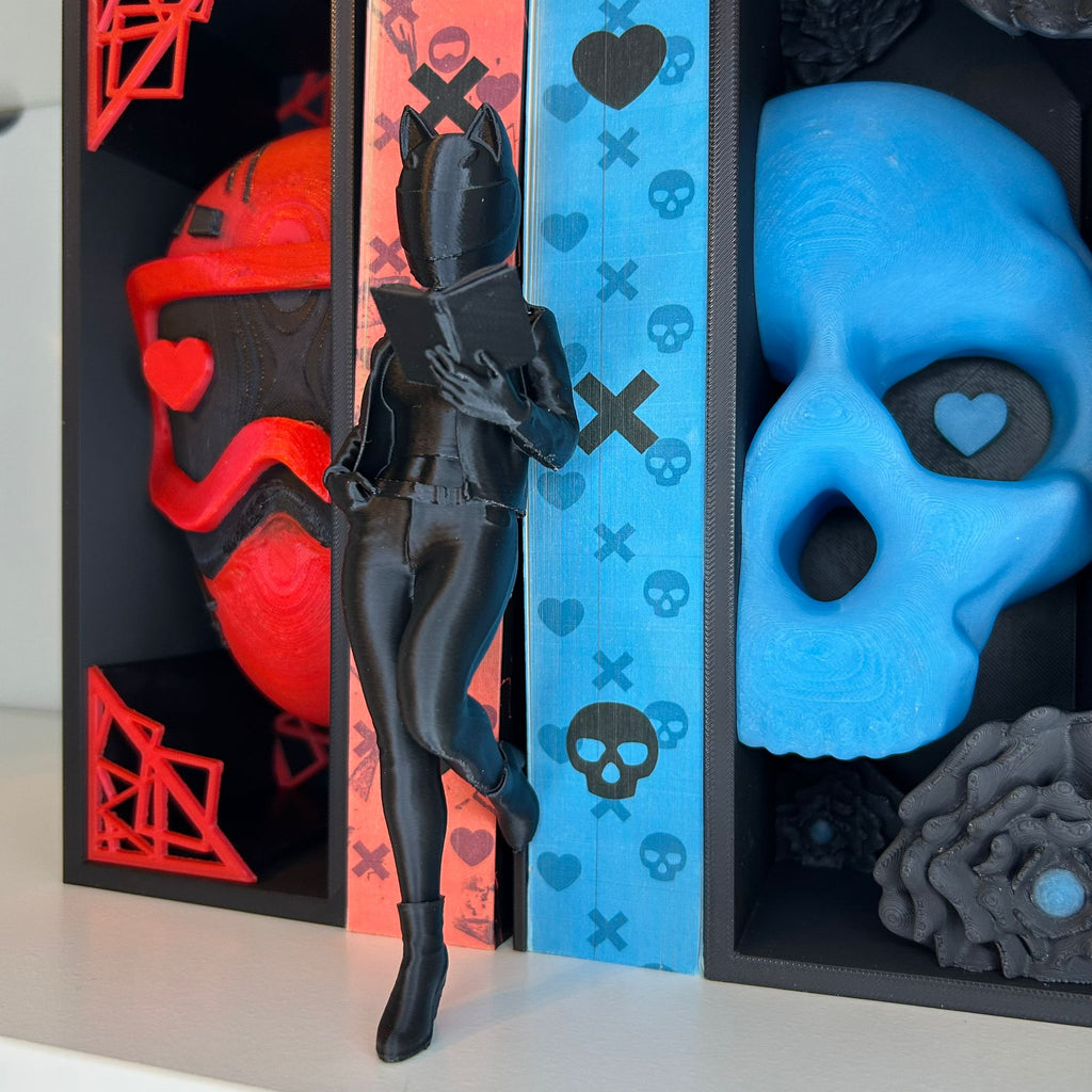 Lady Biker Bookshelf Figure – Biker Girl Book Nook Decor