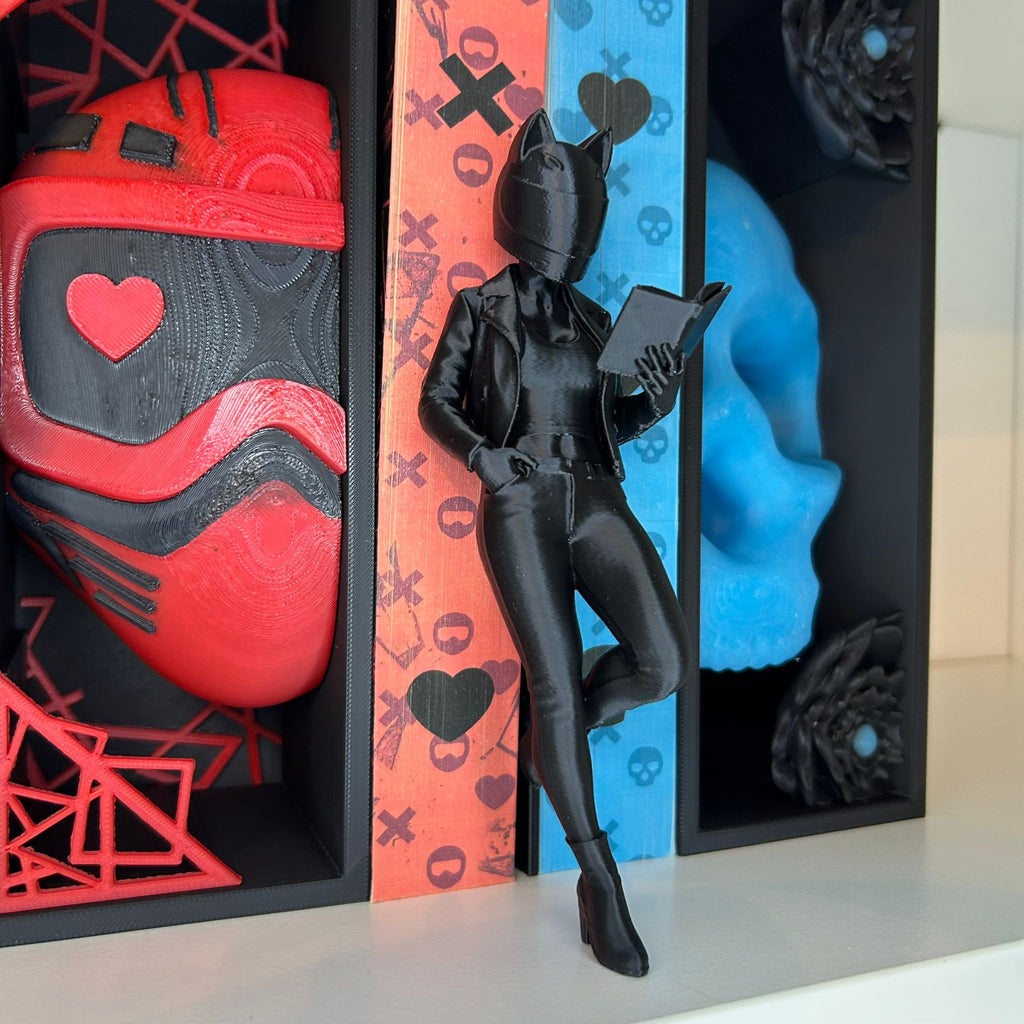Lady Biker Bookshelf Figure – Biker Girl Book Nook Decor