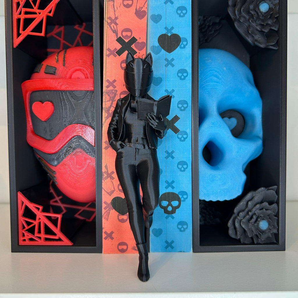 Lady Biker Bookshelf Figure – Biker Girl Book Nook Decor