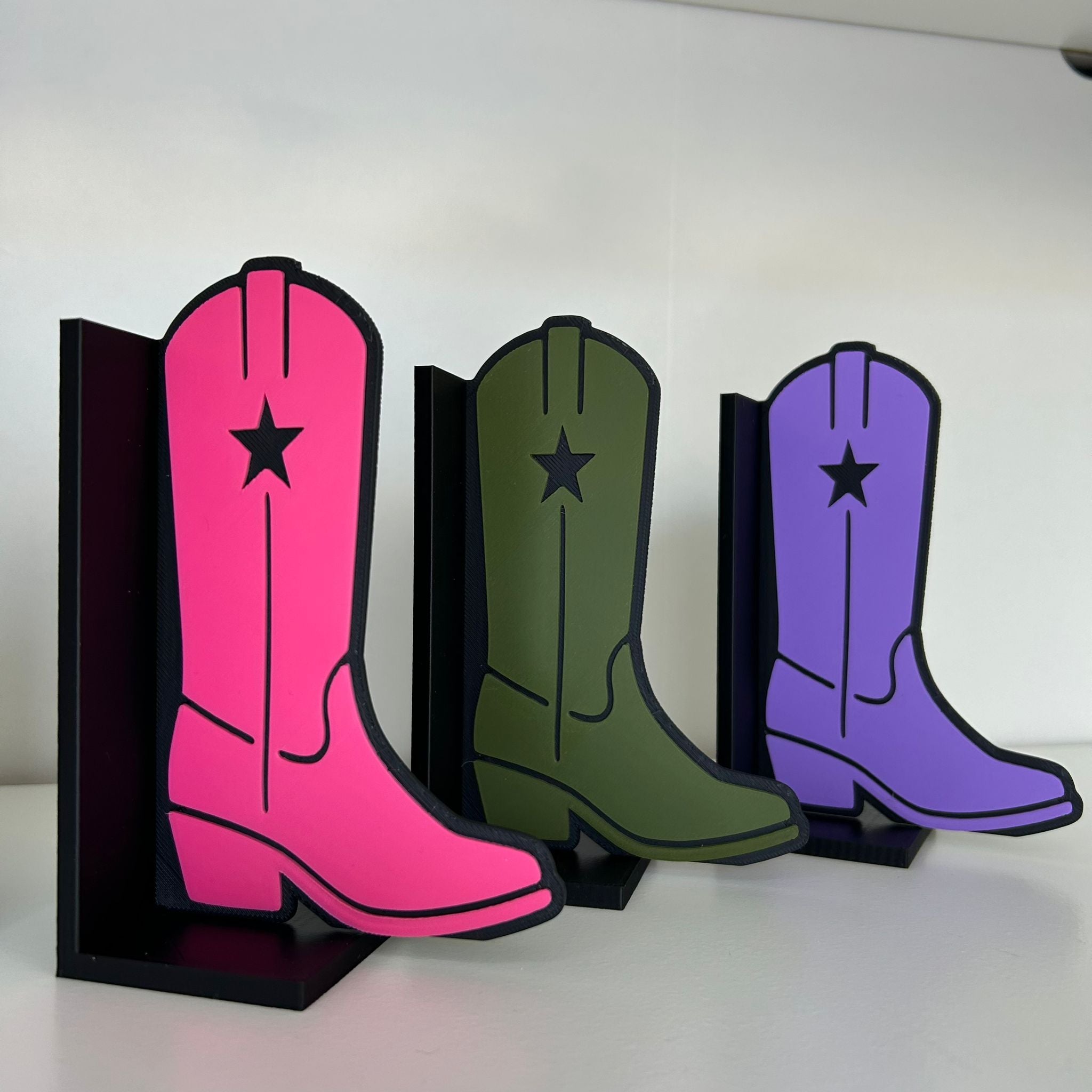 Cowboy Bookends – Western Bookshelf Decor –  Cowboy head & Cowboy Boot Bookends