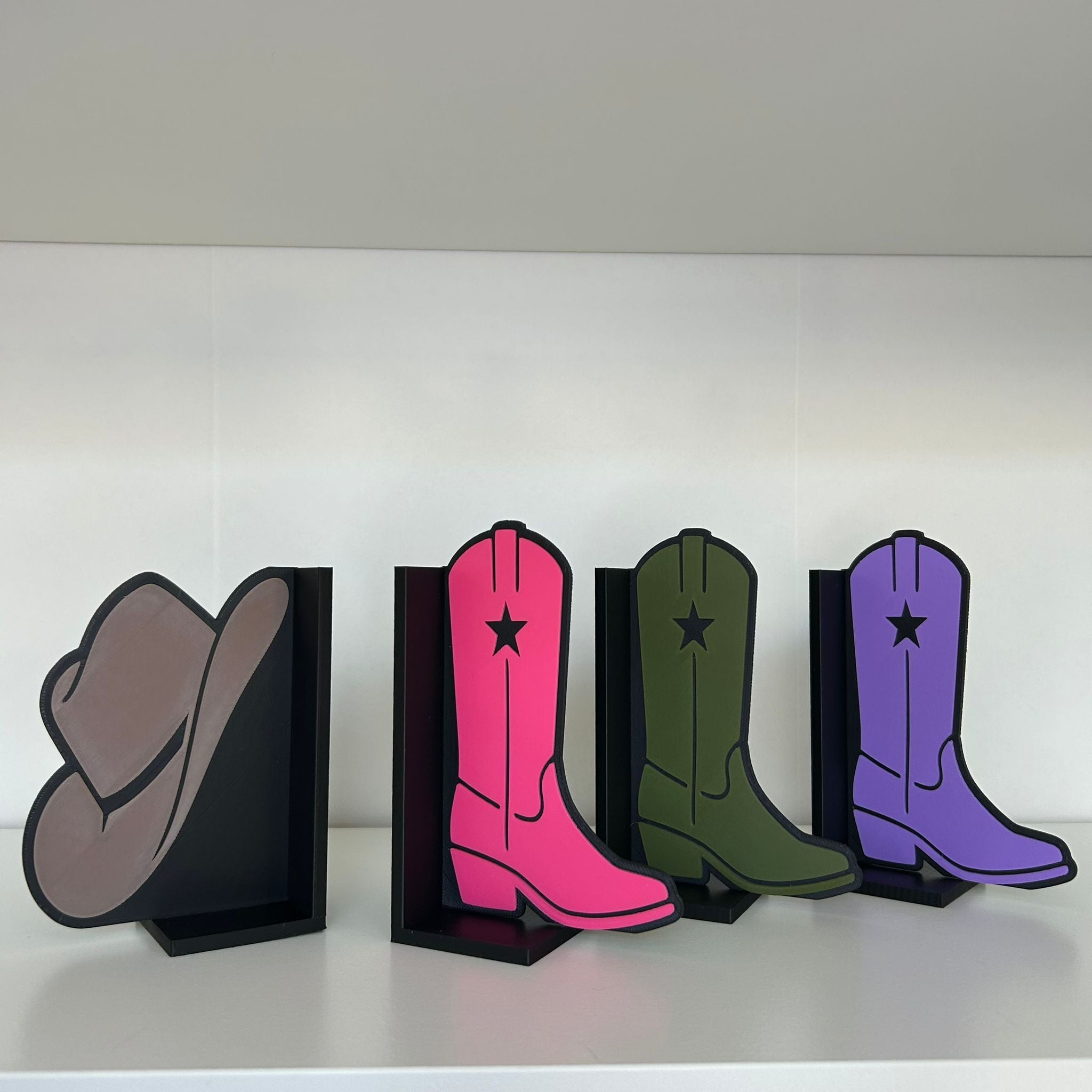 Cowboy Bookends – Western Bookshelf Decor –  Cowboy head & Cowboy Boot Bookends
