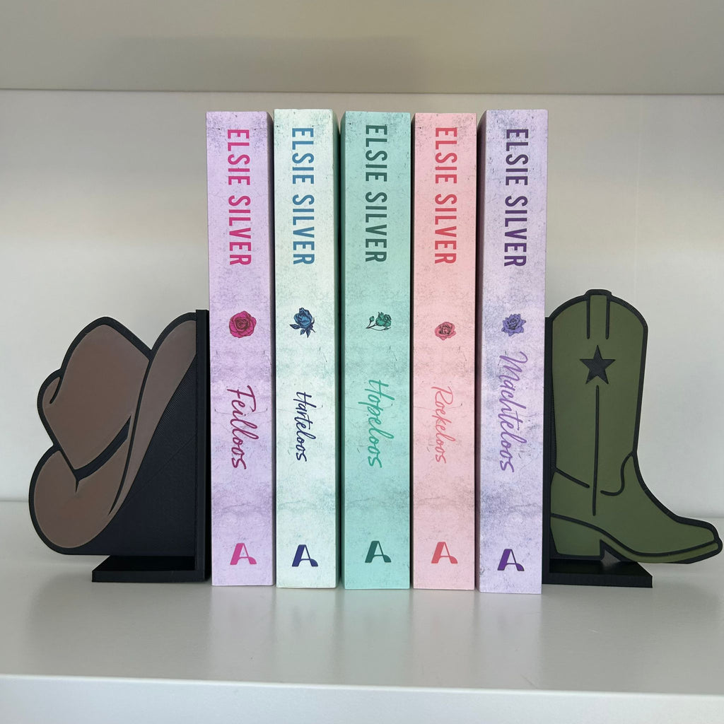 Cowboy Bookends – Western Bookshelf Decor –  Cowboy head & Cowboy Boot Bookends