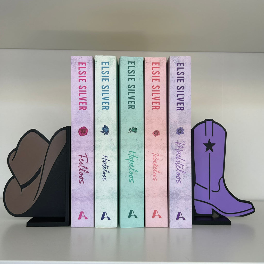 Cowboy Bookends – Western Bookshelf Decor –  Cowboy head & Cowboy Boot Bookends