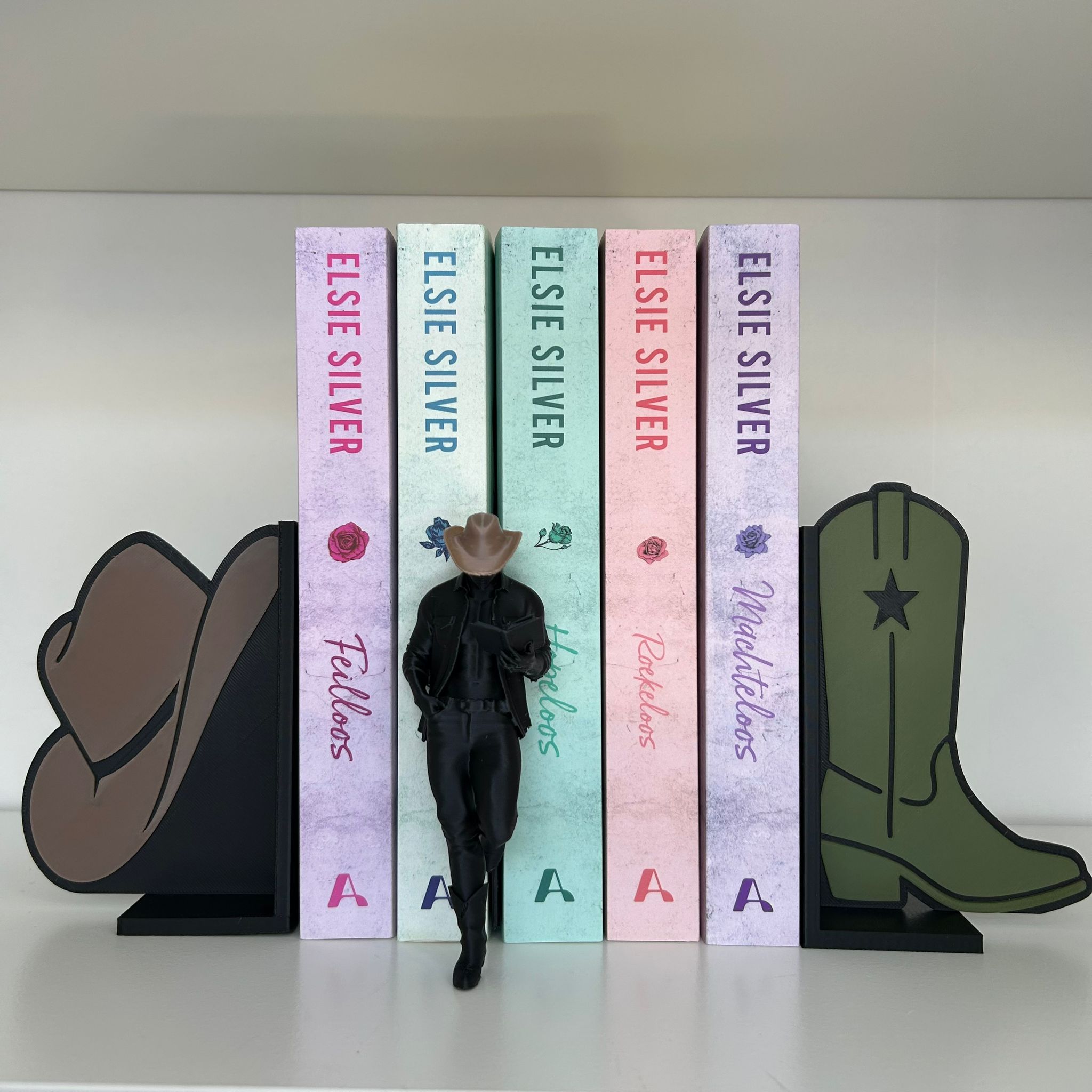 Cowboy Bookends – Western Bookshelf Decor –  Cowboy head & Cowboy Boot Bookends