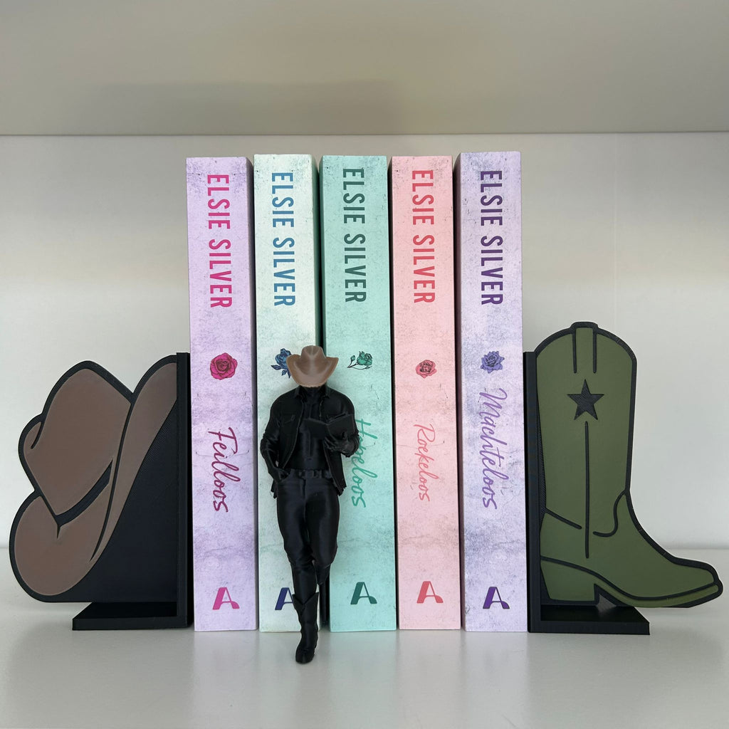 Cowboy Bookends – Western Bookshelf Decor –  Cowboy head & Cowboy Boot Bookends