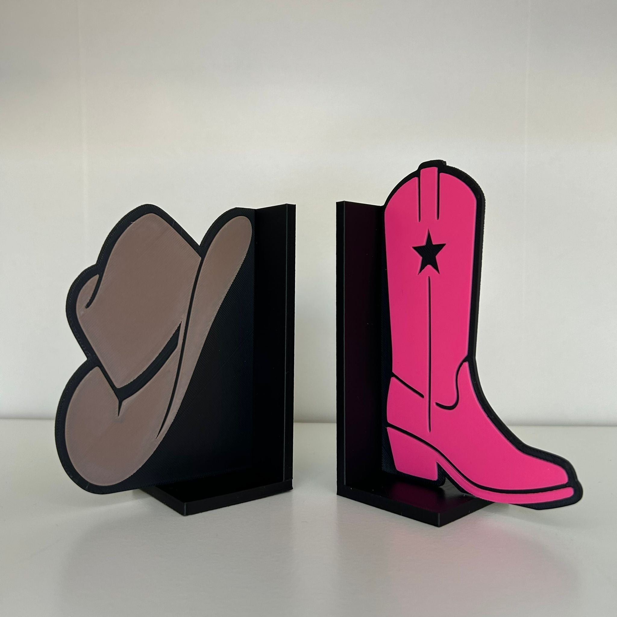 Cowboy Bookends – Western Bookshelf Decor –  Cowboy head & Cowboy Boot Bookends