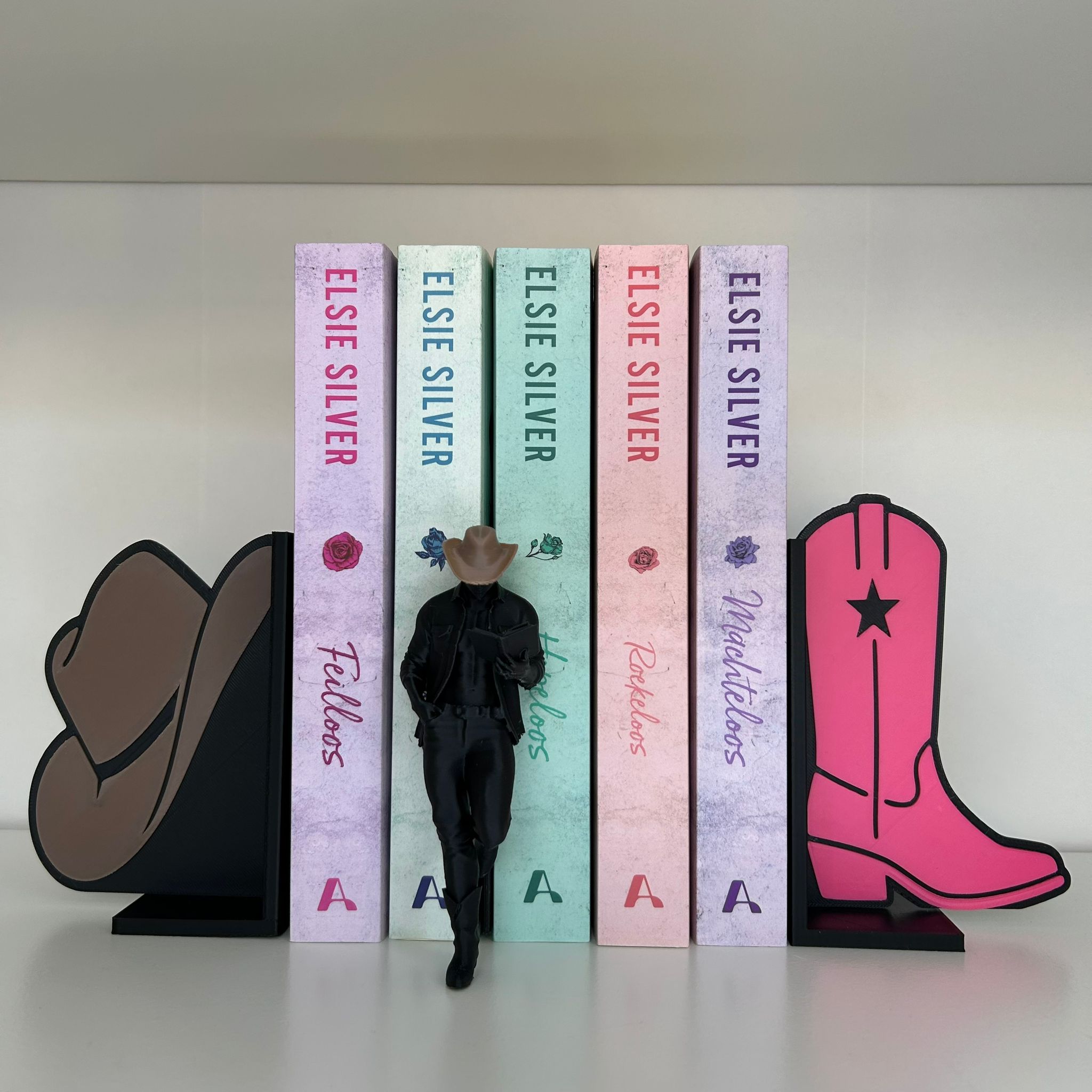 Cowboy Bookends – Western Bookshelf Decor –  Cowboy head & Cowboy Boot Bookends