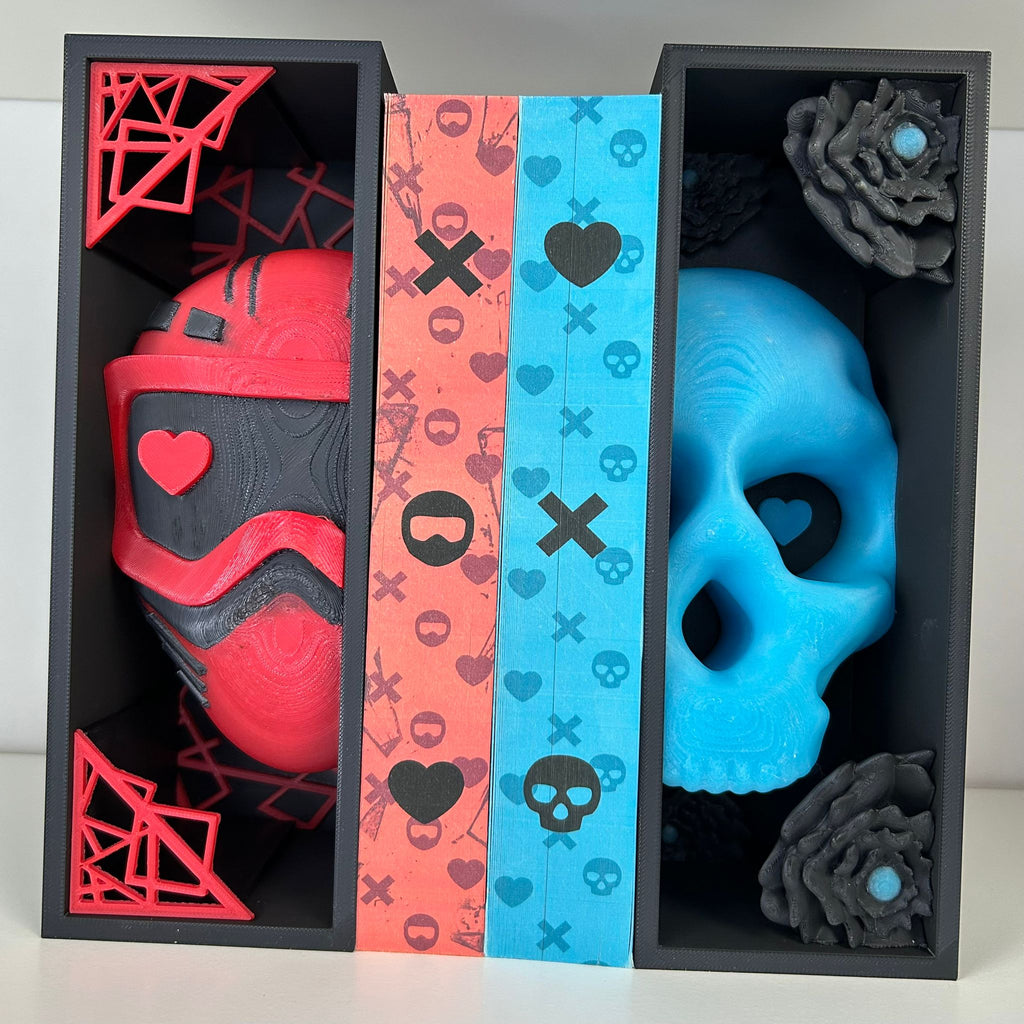 Skull & Flower Book Nook | Dark Romance Book Nook | Gothic Bookshelf Decor | 3D Printed Book Nook